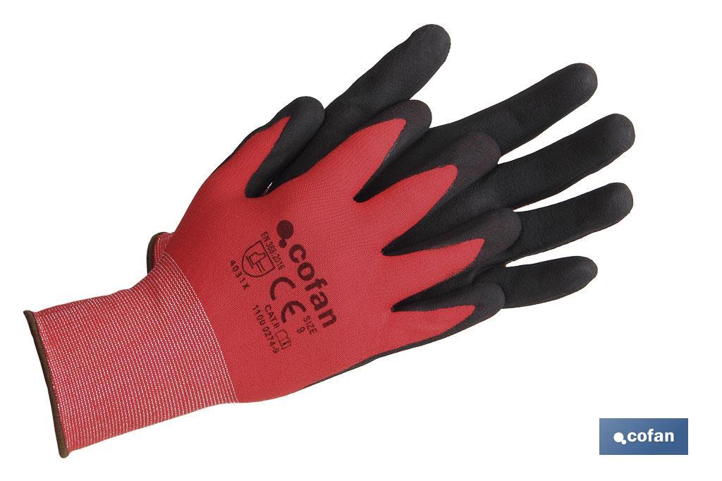 GUANTE IMPREGNADO SANDY COATED ROJO/NEGRO TALLA 6