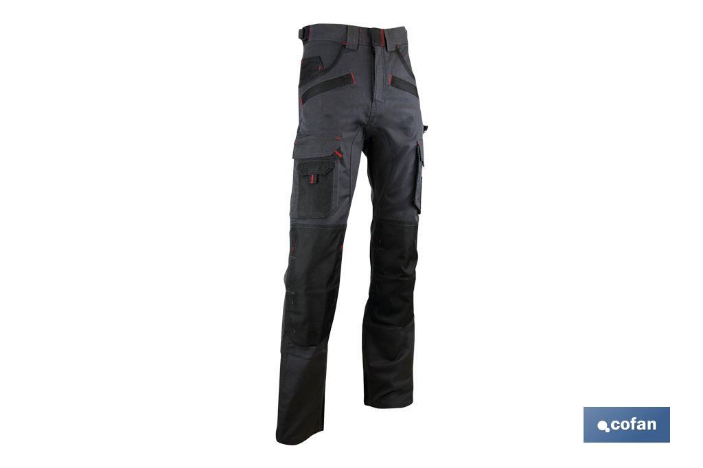 PANTALON TRABAJO MULTIB. CARLSON 300gms/m GRIS-NEGRO T-48