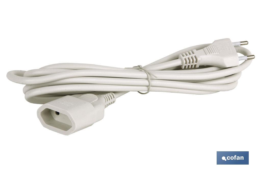 PROLONGADOR BIPOLAR 10A250V ESPIGAØ4 CABLE 5M BLANCO