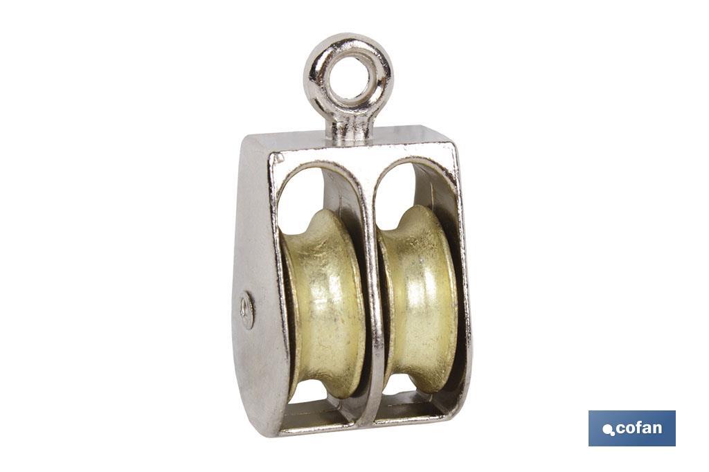 POLEA DOBLE FIJA NIQUELADA (Ø40MM) venta unitaria (PACK: 1 UDS) POLEA DOBLE FIJA NIQUELADA (Ø40MM) venta unitaria (PACK: 1 UDS)