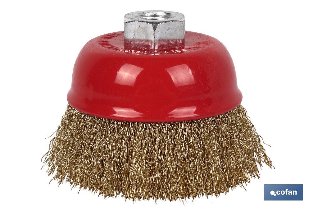 CEPILLO COPA ONDULADO M14 Ø100 A.LATONADO 0.3mm (PACK: 1 UDS) CEPILLO COPA ONDULADO M14 Ø100 A.LATONADO 0.3mm (PACK: 1 UDS)