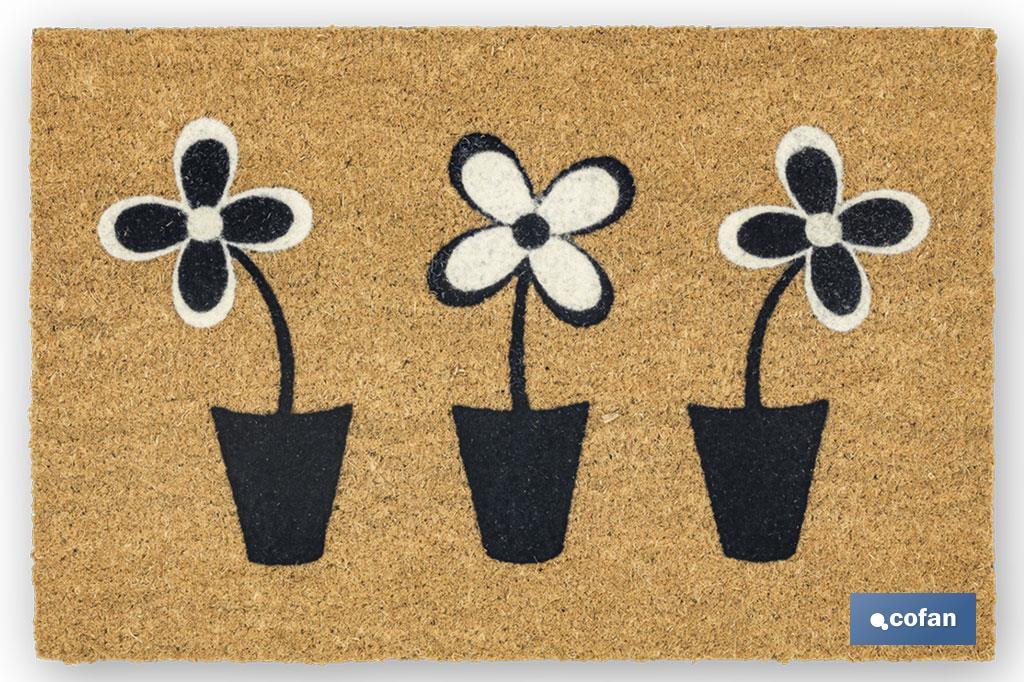 FELPUDO INTERIOR COCO FLOQUEADO 40X60X1.60cm (Flores) (PACK: 1 UDS) FELPUDO INTERIOR COCO FLOQUEADO 40X60X1.60cm (Flores) (PACK: 1 UDS)