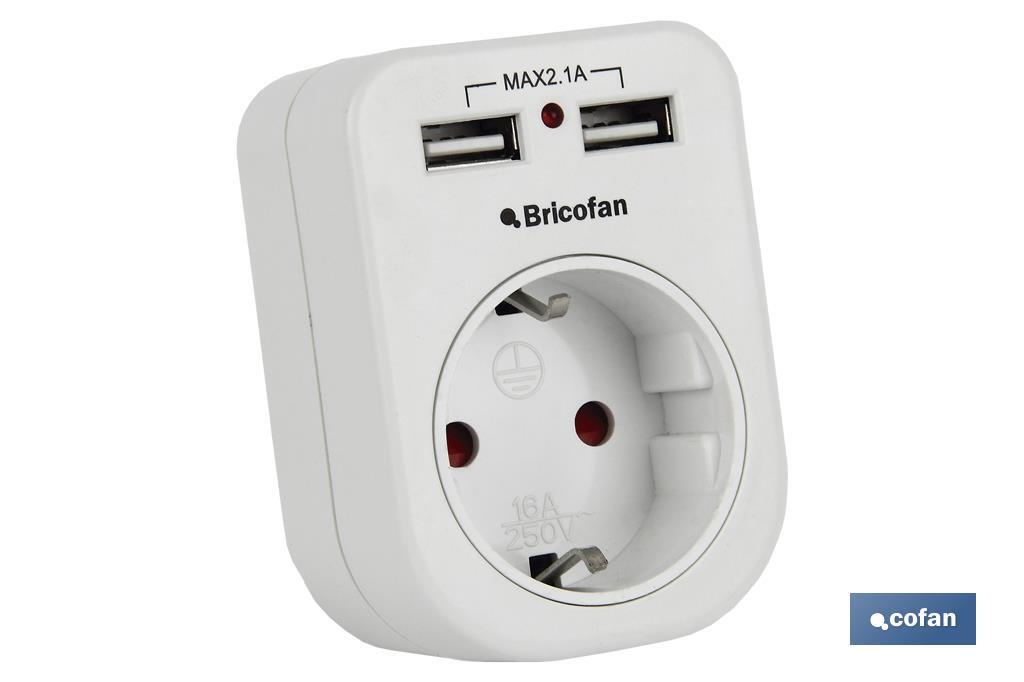 ADAPTADOR ENCHUFE 1 TOMA FRONTAL+2 USB (PACK: 1 UDS) ADAPTADOR ENCHUFE 1 TOMA FRONTAL+2 USB (PACK: 1 UDS)