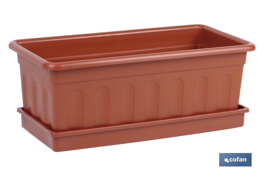 JARDINERA MARRON  MODELO AZAHAR 40X20X15.5+PLATO38X16.6CM (PACK: 12 UDS)