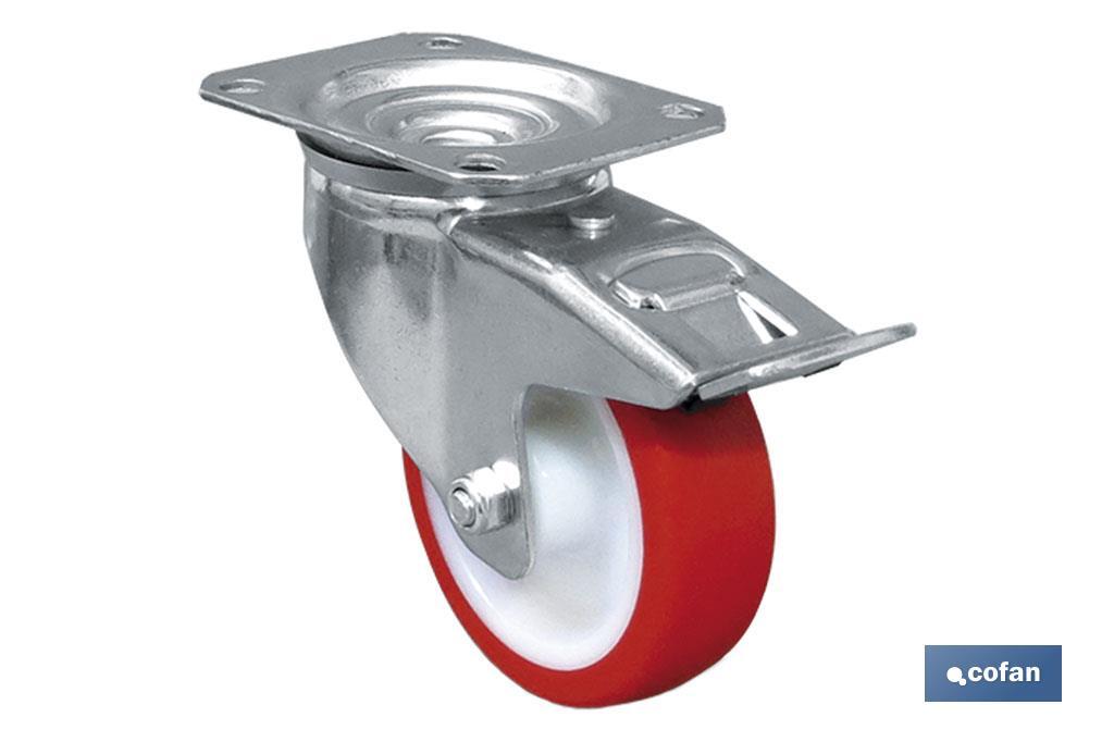 RUEDA POLIURETANO PLACA/FRENO Ø80X30MM (PACK: 1 UDS) RUEDA POLIURETANO PLACA/FRENO Ø80X30MM (PACK: 1 UDS)