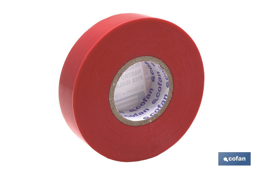 CINTA AISLANTE 180 Micras ROJA 19mmX20 Metros (PACK: 10 UDS)