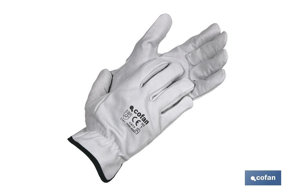 GUANTES PIEL VACUNO GRIS T-7 (PACK: 12 UDS)