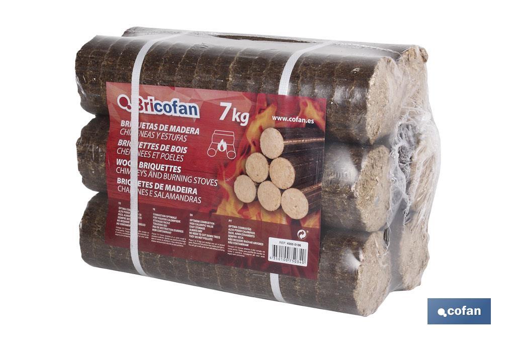 BRIQUETAS DE MADERA P/CHIMENEAS Y ESTUFAS 7 Kgs (PACK: 1 UDS)