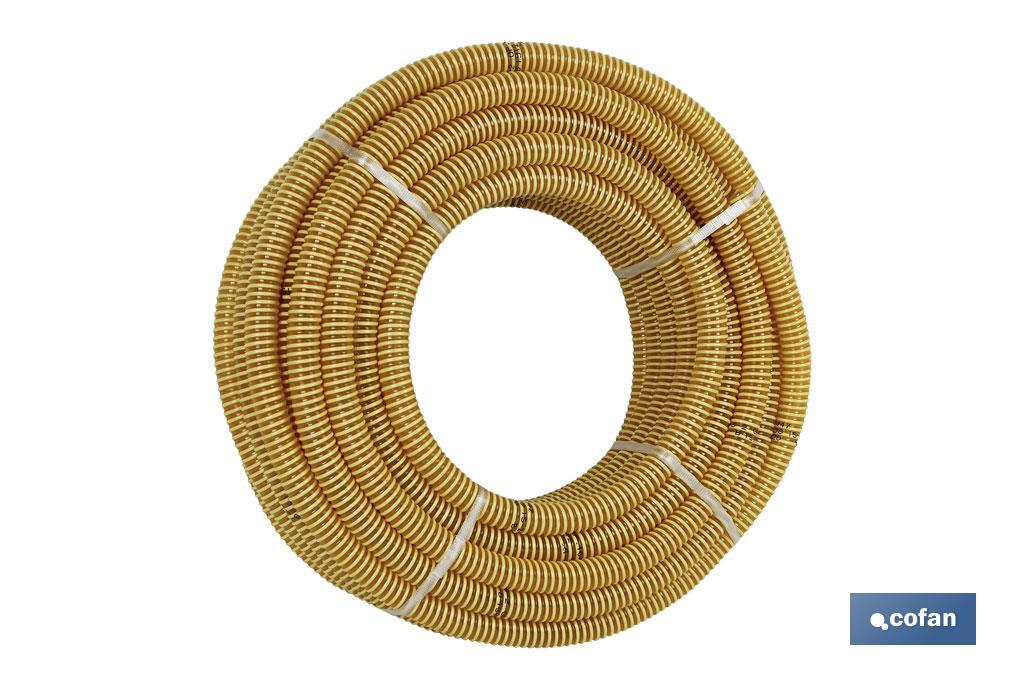 ROLLO DE TUBO DE ASPIRACIÓN ESPIRAL AMARILLO Ø90 MM 25 M (PACK: 1 UDS)