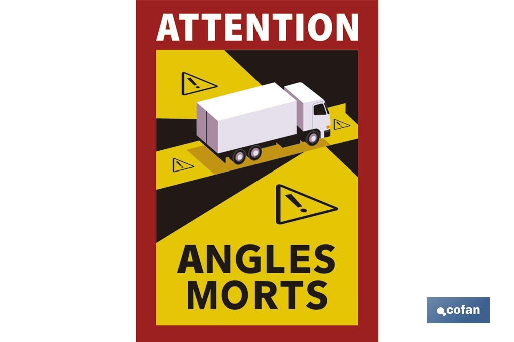 ETIQUETA ADHESIVA «ATTENTION ANGLES MORTS» AUTOBUSES VENTA UNITARIA (PACK: 1 UDS)