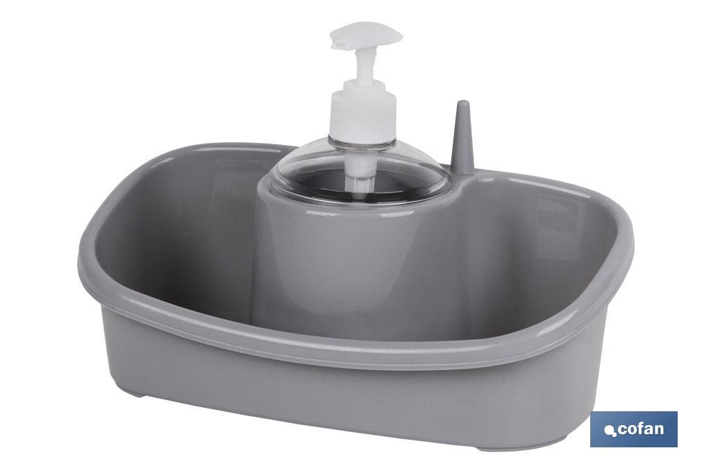 ESTROPAJERO CON DOSIFICADOR GRIS CLARO 26X13X16.5cm venta unitaria (PACK: 1 UDS) ESTROPAJERO CON DOSIFICADOR GRIS CLARO 26X13X16.5cm venta unitaria (PACK: 1 UDS)