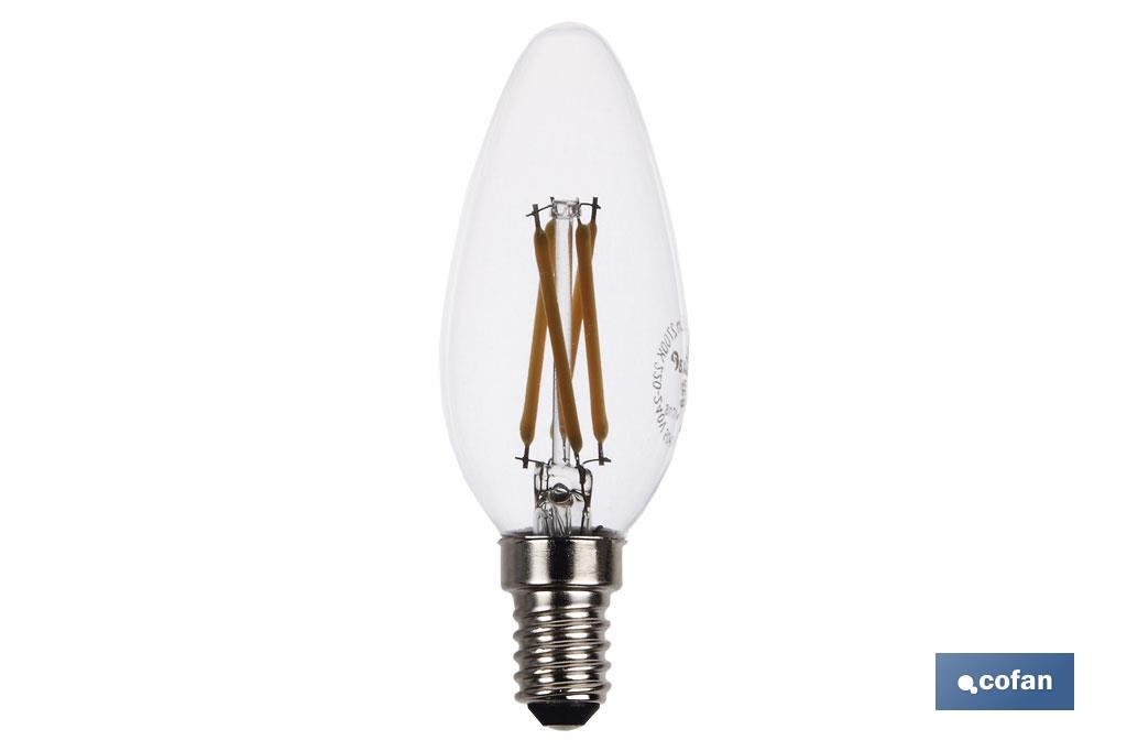 BOMBILLA LED VELA FILAMENTO E14 4W 470LM 2700K (PACK: 1 UDS)