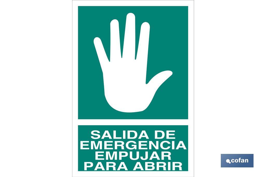 Salida de Emergencia Empujar para Abrir