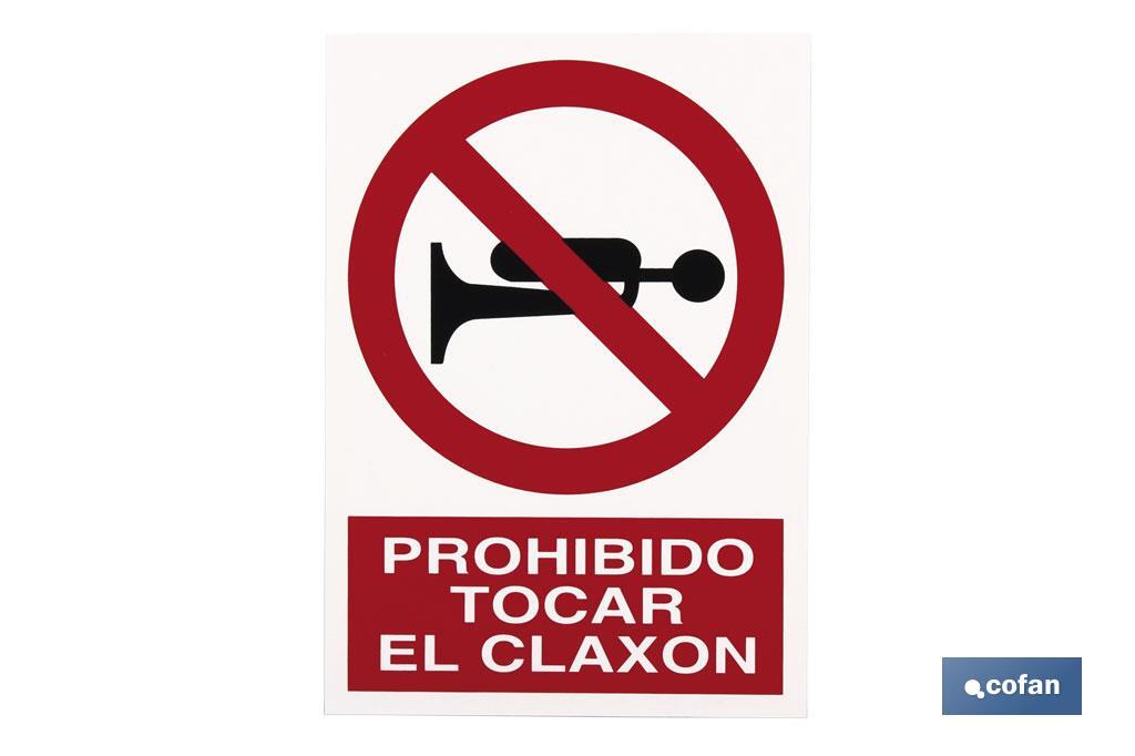 Prohibido Claxon. El diseño de la señal puede variar, pero en ningún caso se variará el significado de la misma.